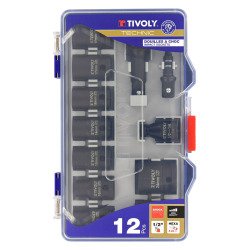 Douilles à choc Tivoly Technic Ø 8 à 24 mm + accessoires - Coffret de 12 pièces
