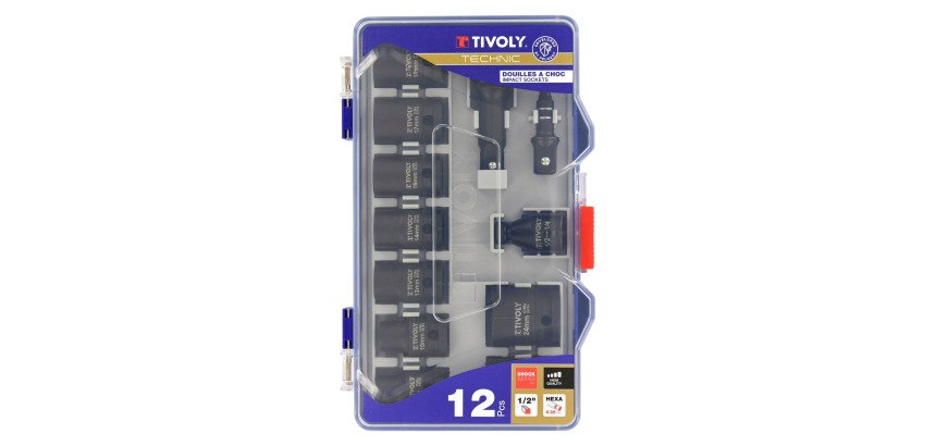Douilles à choc Tivoly Technic Ø 8 à 24 mm + accessoires - Coffret de 12 pièces