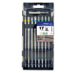 Screwdriver set 17 pieces Tivoly Technic Extra long bits + magnetic bit holder