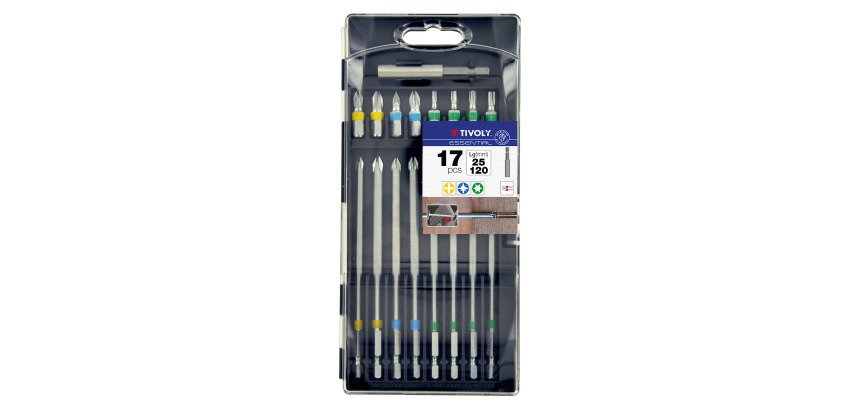 Coffret de vissage 17 pièces Tivoly Technic Embouts extra longs + porte-embout magnétique