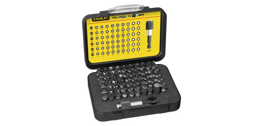 Koffer mit Stanley Pro 1/4" 25 mm Schraubendreher-Bits - 61-teilig