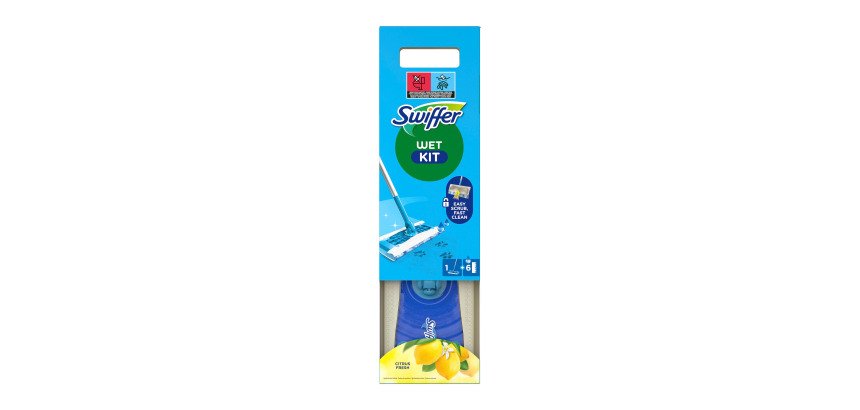 Kis Swiffer Wet - scopa con manico + 6 panni umidi