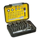 Embouts de vissage 1/4" avec clé à cliquet Stanley - Coffret de 39 pièces