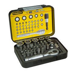 Screwdriver bits 1/4" with Stanley ratchet key - Set of 39 pieces