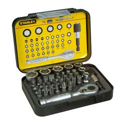 Embouts de vissage 1/4" avec clé à cliquet Stanley - Coffret de 39 pièces