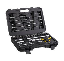 Ratchet, socket and combination keys 72 teeth with Stanley accessories - 41 piece set