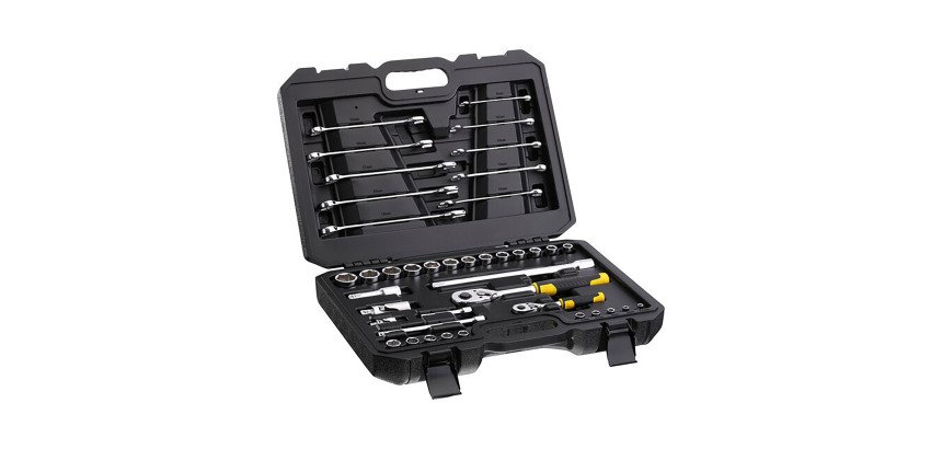 Clés à cliquet, à douille et mixtes 72 dents avec accessoires Stanley - Coffret de 41 pièces