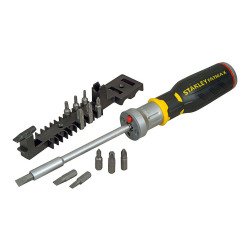 Tournevis porte embouts à cliquet avec LED + 12 embouts Stanley