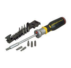 Screwdriver with ratchet bits holder with LED + 12 Stanley bits