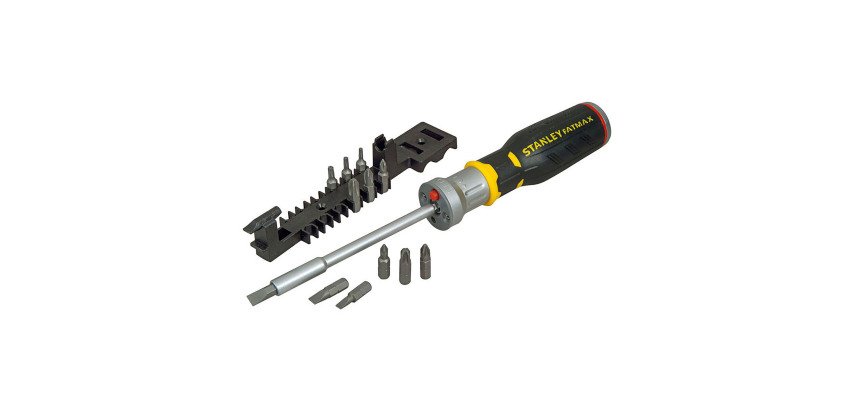 Tournevis porte embouts à cliquet avec LED + 12 embouts Stanley