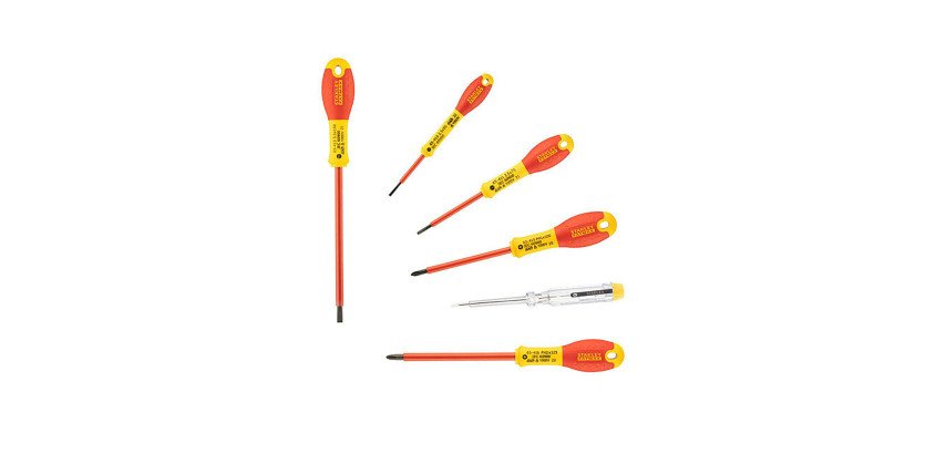 Screwdrivers insulated flat Phillips Stanley Fatmax + tester, set of 6 pieces