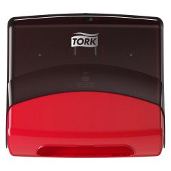 Dispenser per panni piegati Tork W4 nero-rosso