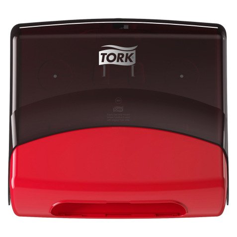 Dispenser per panni piegati Tork W4 nero-rosso