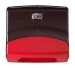 Dispenser per panni piegati Tork W4 nero-rosso