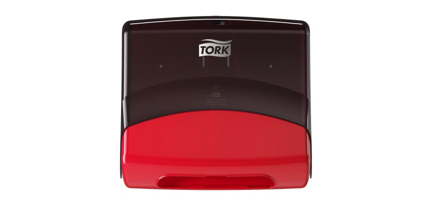 Dispenser per panni piegati Tork W4 nero-rosso