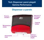 Dispenser per panni piegati Tork W4 nero-rosso