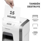 Destructora Fellowes 15C blanca corte en partículas 4 x 40 mm