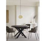 Table Vashti ronde en grès cerame et pieds noire Ø 120 - 160 cm