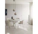 Table Vashti ronde en verre MDF et pieds blancs Ø 120 - 160 cm