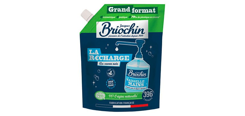 Liquide vaisselle mains Briochin savon noir & algues marines - Recharge de 900 ml
