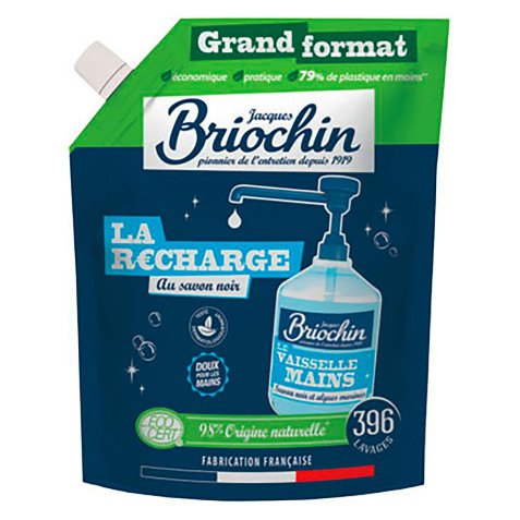 Liquide vaisselle mains Briochin Savon noir & algues marines - Recharge de 900 ml