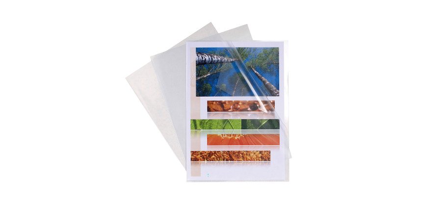 Chemise coin plastique Exacompta A4 polypropylène 20/100e transparente incolore - Paquet de 10