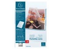 Chemise coin plastique Exacompta A4 polypropylène 20/100e transparente incolore - Paquet de 10