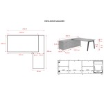 Bureau manager chêne clair 180 x 100 cm avec console à droite - Exprim