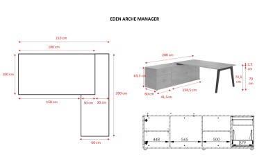 Scrivania direzionale con mobile di servizio Eden Arche