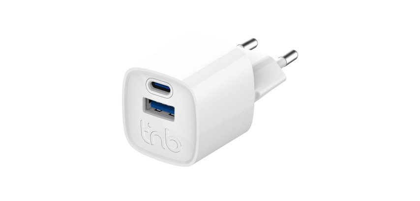 Ladegerät für Steckdose 1 USB-C + 1 USB-A GaN 30 W T'nB