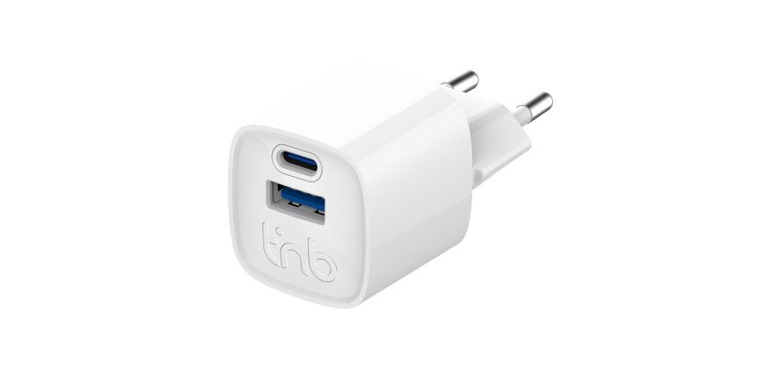 Chargeur secteur 1 USB-C + 1 USB-A GaN 30 W T'nB
