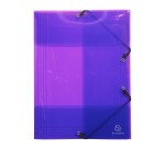 Chemise à élastique 3 rabats plastique Exacompta Crystal Colours 32 x 44 cm dos 3,5 cm couleurs assorties