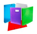 Chemise à élastique 3 rabats plastique Exacompta Crystal Colours 24 x 32 cm dos 3,5 cm coloris assortis