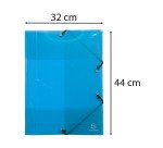 Chemise à élastique 3 rabats plastique Exacompta Crystal Colours 24 x 32 cm dos 3,5 cm coloris assortis