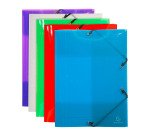 Chemise à élastique 3 rabats plastique Exacompta Crystal Colours 24 x 32 cm dos 3,5 cm coloris assortis