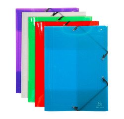 Elastiekmap plastic met 3 kleppen Exacompta Crystal Colours 32 x 44 cm rug 3,5 cm assortiment van kleuren