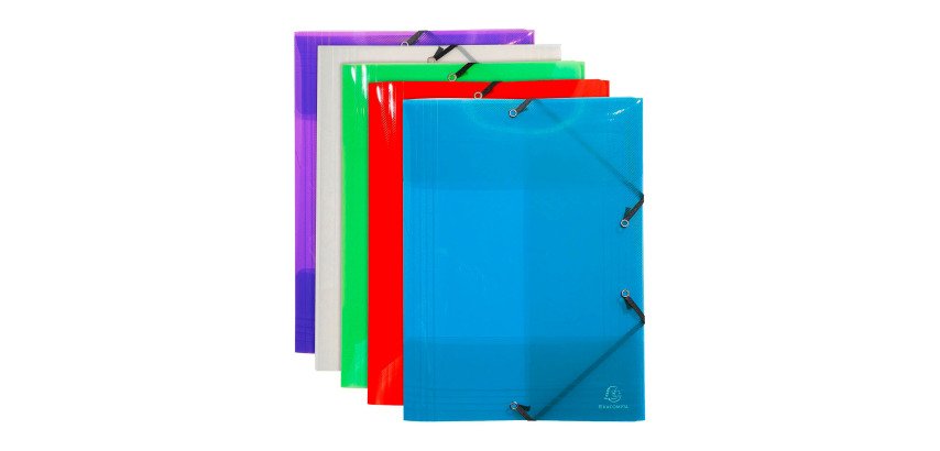 Chemise mit elastischem 3 Klappen Kunststoff Exacompta Crystal Colours 32 x 44 cm Rücken 3,5 cm verschiedene Farben