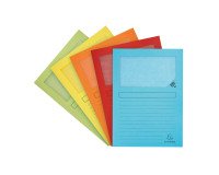 Shirts with paper corners and window, Super Exacompta A4 160 g assorted colors - Pack of 50