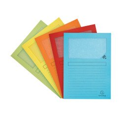 Chemises Eckfalten mit Fenster Super Exacompta A4 160 g, gemischte Farben - Packung mit 50