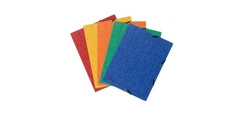 Chemise à élastique 3 rabats carte Exacompta 24 x 32 cm - couleurs assorties