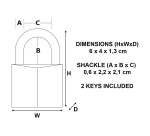 Cadenas à clé Masterlock 140EURD en laiton massif 40 mm