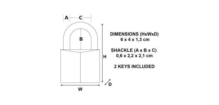 Cadenas à clé Masterlock 140EURD en laiton massif 40 mm