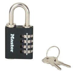 Cadenas à code et clé Master Lock 7641EURDBLK en zinc massif 40 mm
