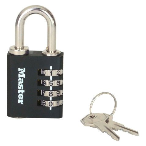 Cadenas à code et clé Master Lock 7641EURDBLK en zinc massif 40 mm