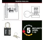 Cadenas à code et clé Master Lock 7641EURDBLK en zinc massif 40 mm