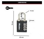 Cadenas à code et clé Master Lock 7641EURDBLK en zinc massif 40 mm