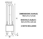 Cadenas à anse ajustable à clé Master Lock n° 1950EURDCC en laiton massif 50 mm