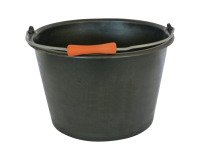 Flared plastic bucket 16 liters with handle, black