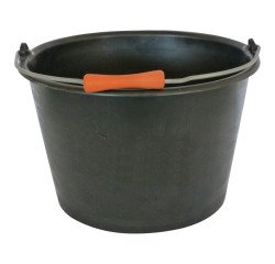 Flared plastic bucket 16 liters with handle, black