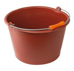 Flared plastic bucket 16 liters with handle, red
